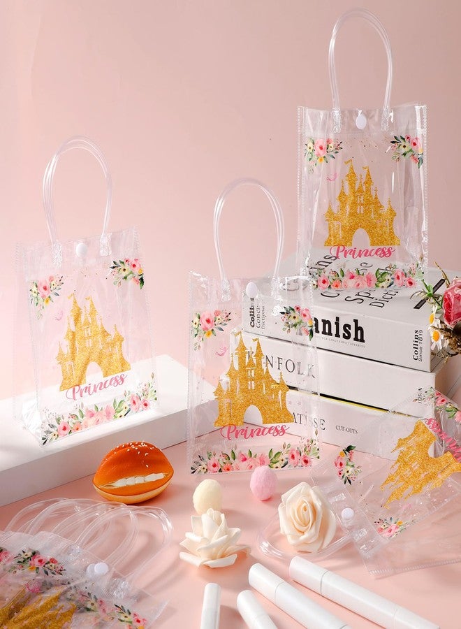 Oitnlaughter 24Pcs Princess Birthday Party Favor Bags PVC Gift Snacks Bag With Handle 5.9 x 2.8 x 6.3 Inches Castle Floral Fairy Princess Theme Treat Candy Goodies Plastic Bag for Birthday Baby Shower Supplies - Image 4